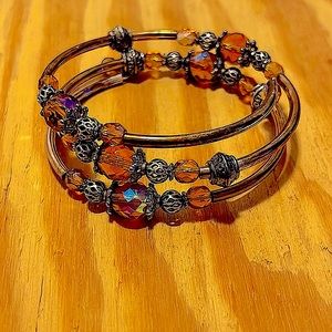 🍒 BOGO 🍒 🎉HP!!🎉 Vintage Glass Rainbow Hue & Amber Prism Bead Wrap Bracelet
